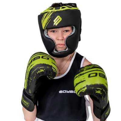 картинка Шлем боксерский BoyBo Stain Flex зеленый BH400 